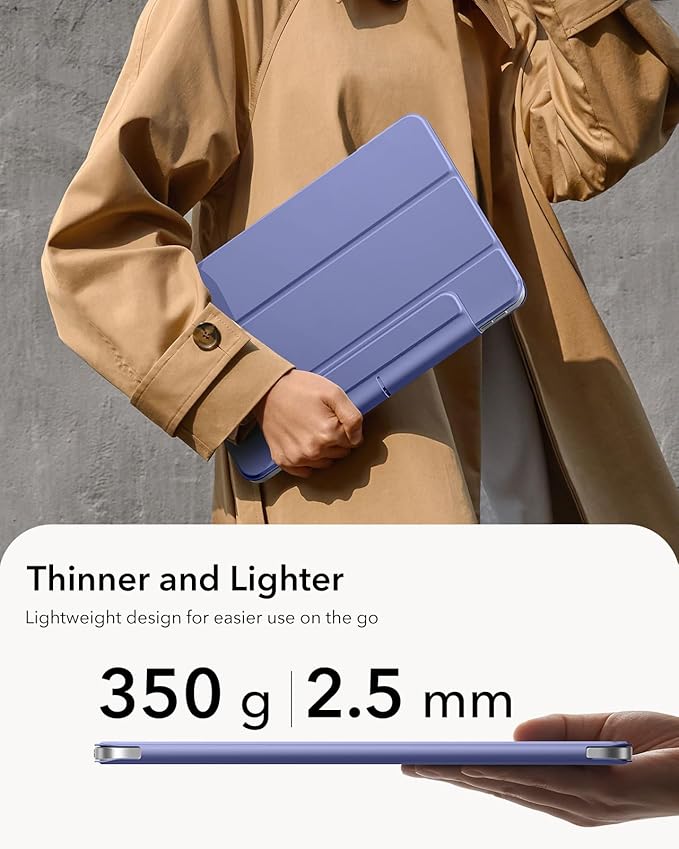 ESR for iPad Air 13 Inch Case M4/M3/M2 (2026/2025/2024) iPad Pro 12.9 Case Powerful Magnetic Attachment Slim Trifold Stand Case Supports Pencil Pro &amp Pencil (USB-C) Rebound Series Lavender