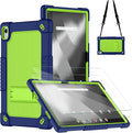for Walmart Onn 12.1 inch Tablet Pro 2024 Model Case/Onn 12.1 inch Tablet Pro(100146663) Case Kids Friendly with Shoulder Strap Stand 2Pcs Tempered Glass Screen Protector (Navygreen+2Pcs)