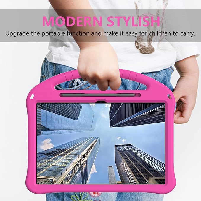 Compatible with Lenovo Idea Tab Plus 12.1 Inch 2025 TB-365FC Cute Case Lightweight Sleeve Kickstand Cover Shockproof Protection Case for Kids(Rose Red)