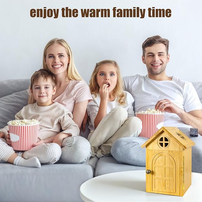 Cell Phone Box for Family Time — Premium Bamboo Phone Storage Box with Charging Ports Holds Up to 6 Phones Self-Discipline Phone Holder Helps Children and Adults Regain Focus Decorative