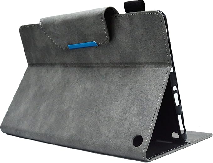 Folio Case for Amazon Kindle Fire HD 8/Fire HD 8 Plus (12th/10th Generation 2024/2022/2020) 8 UUcovers PU Leather Magnetic Smart Cover with Stand/Pencil Holder/Pockets [Auto Sleep/Wake] Gray