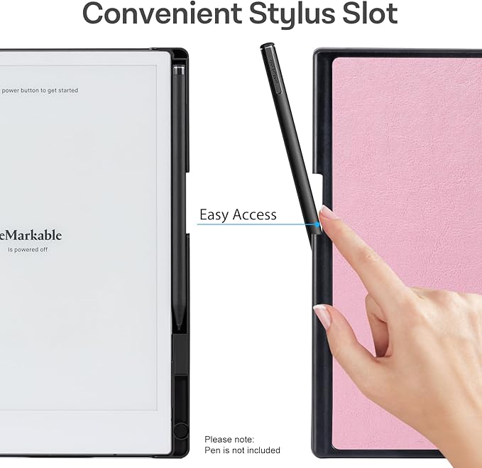 CoBak Case for Remarkable 2 Tablet - Lightweight and Hard Back Shell Protective Book Folio Cover with Built-in Pen Holder - Only for 10.3 2020 Released (Mist Pink)