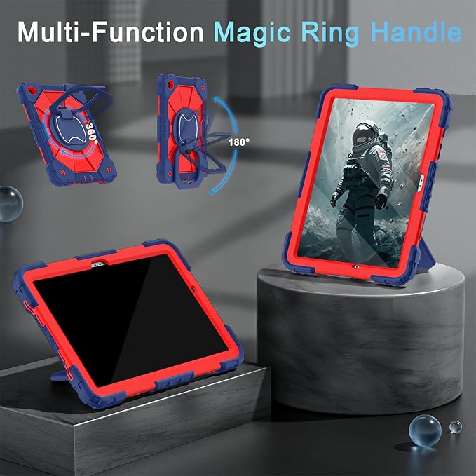 Case for Samsung Galaxy Tab A11+/A9+ Plus 11 Inch with Screen Protector Rotating Stand/Pen HolderMilitary Grade Shockproof Cover for Galaxy Tab A11 Plus/A9 Plus CasesNavy Red
