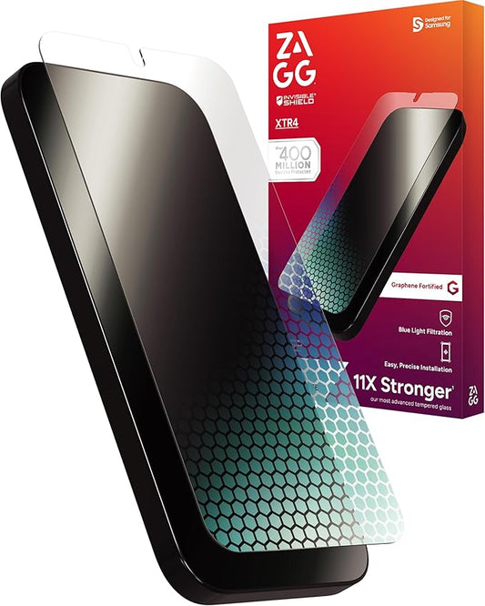 ZAGG XTR4 Glass Samsung Galaxy S24 FE Screen Protector – 11X Stronger Tempered Glass with Graphene Blue Light Filtering Anti-Reflective Easy Installation Recycled Content
