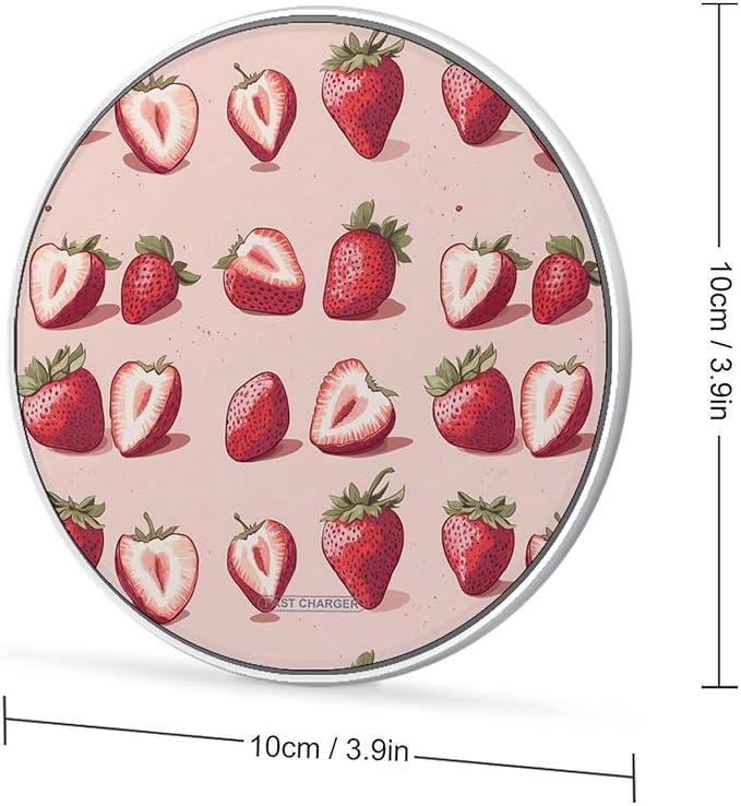 Strawberry Wireless Charger Anti-Slip Wireless Charging Pad Slim Charger Mat for Men Women