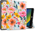 Tuiklol Case for iPad 10.2 Inch 2021 2020 2018 Release 9th / 8th / 7th Generation Built-in Pencil Holder TPU Protective Stand Back Cover Trifold Stand-Auto Wake/Sleep Vibrant Floral