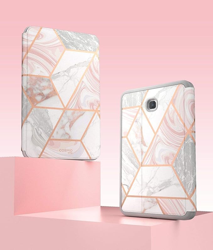i-Blason Case Designed for Galaxy Tab A 8.0(SM-T387) 2018 [Cosmo Series] with Built-in Screen Protector Full-Body Lightweight Leather Hybrid Protective Case for Tab A 8.0 2018 Release (Marble)