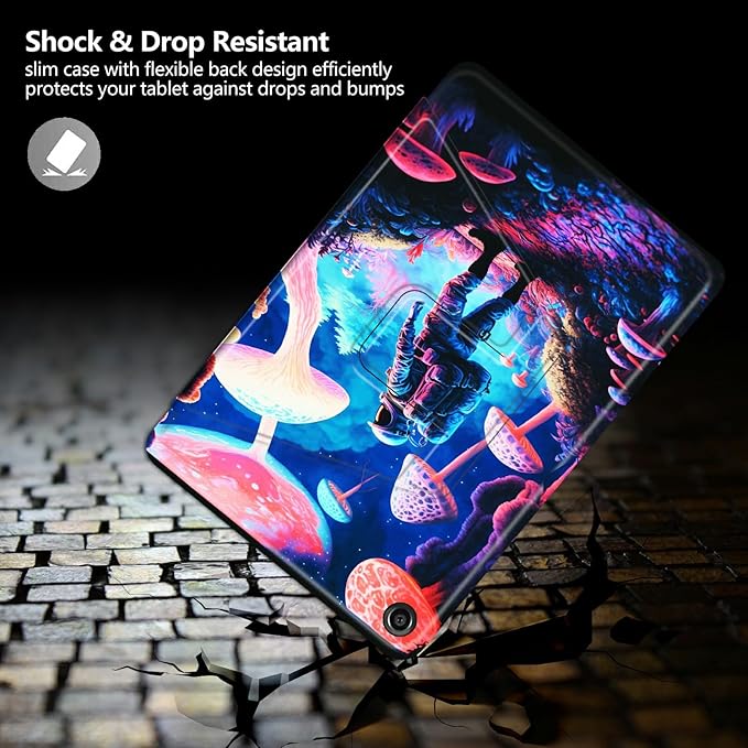 Case for iPad 10.2 Case iPad 9th/iPad 8th/iPad 7th Generation 2021/2020/2019 Astronaut Mushrooms Theme 360 Degree Rotating Stand Protective Cover with Auto Sleep/Wake for iPad 10.2 Tablet