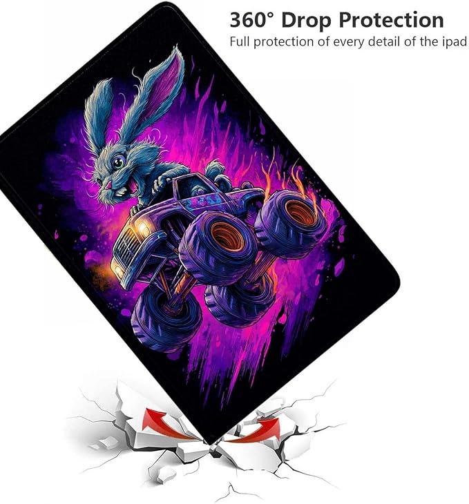 Case for Samsung Galaxy Tab A11 / Tab A9 8.7-Inch 2025/2023Slim Protective LeatherAuto Wake/SleepAdjustable Viewing Angle Stand.Rabbit in Monster Truck