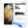 3 Pack【Auto Alignment】 S21 Ultra Glass Screen Protector 3D Curved Tempered Glass Shield Support Fingerprint Unlocking Scratch &amp Impact Protection Full HD Clear &amp Smooth Touch (transparent)