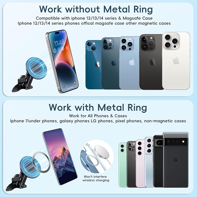 Upgraded Vent Magnetic Phone Mount for Jeep Wrangler JL 2018-2023Gladiator JT 2020-2023 Air Vent Mounting Cell Phone Cradles 360° Rotation 20x Super Strong Magnet Phone Holder Fit for All Smartphone