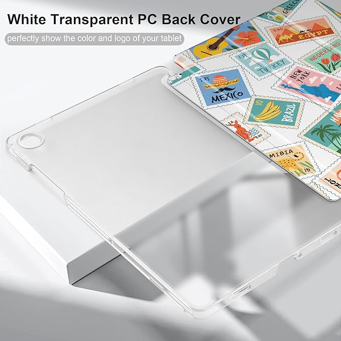 DONGKE Case for Samsung Galaxy Tab A11 Plus A11+ 11 inch (2025/2026) &amp Tab A9 Plus A9+ 11 inch (2024/2023) Slim Smart Stand Cover with Translucent Hard Back Auto Wake/Sleep - Post Stamps