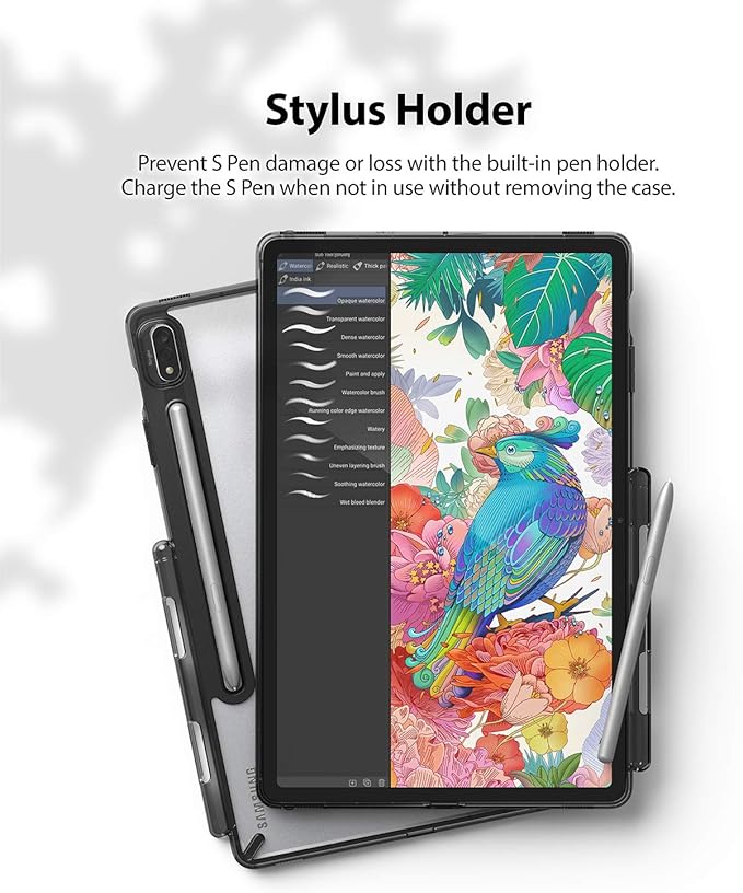 Ringke Fusion Case Compatible with Samsung Galaxy Tab S8 (2022) / S7 (2020) Built-in Stylus S Pen Holder - Smoke Black