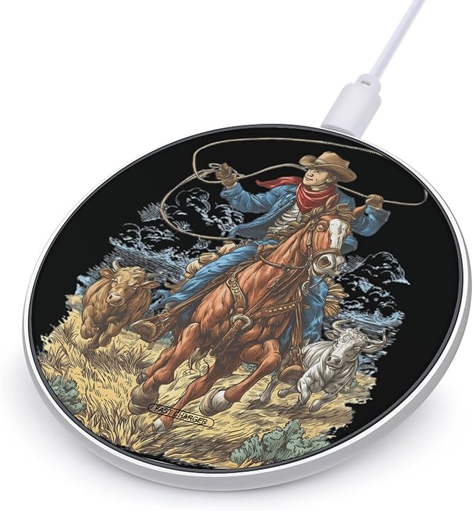 Cowboys on Horseback Phone Charger Magnetic Charging Pad Anti-Slip with USB Cable