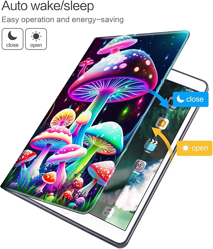 for Fire HD 10 &amp 10 Plus Tablet Case (11th Generation 2021 Release) Case with Pen Holder &amp Auto Wake/Sleepd Shockproof Stand Protective Cover for HD 10 2021 TabletGorgeous Mushrooms