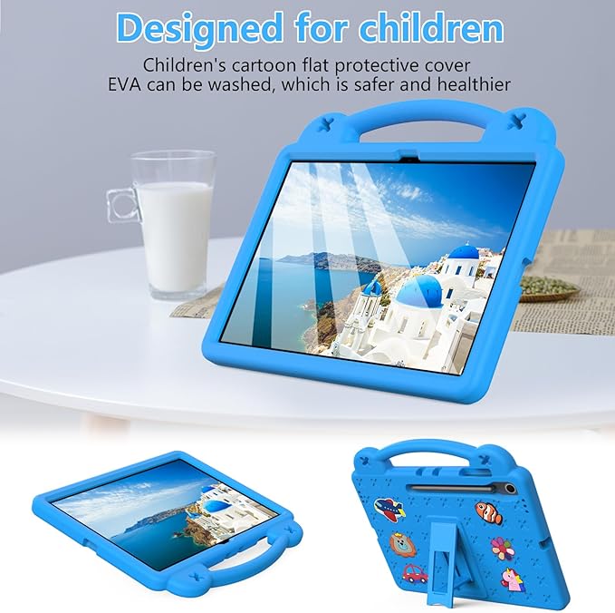 Compatible with Samsung Galaxy Tab S11 X730/X736 2025 11 inch Tablet Case Kids Friendly Universal Lightweight Shockproof Protective Case with Shoulder Strap &amp Stand Handle Sky Blue
