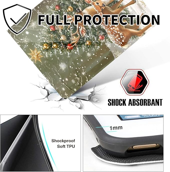 for Fire HD 10 &amp 10 Plus Tablet Case (11th Generation 2021 Release) Case with Pen Holder &amp Auto Wake/Sleepd Shockproof Stand Protective Cover for HD 10 2021 TabletBeautiful Christmas Deer