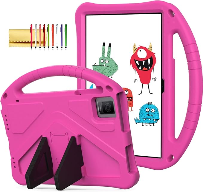 Dteck Kids Case for T-Mobile Revvl Tab 5G 2023 TabletLightweight Shockproof Rugged EVA Kids Friendly Handle Stand Child Proof Silicone Kids Case for T-Mobile REVVL Tab 5G 2023 10.36 TabletRose
