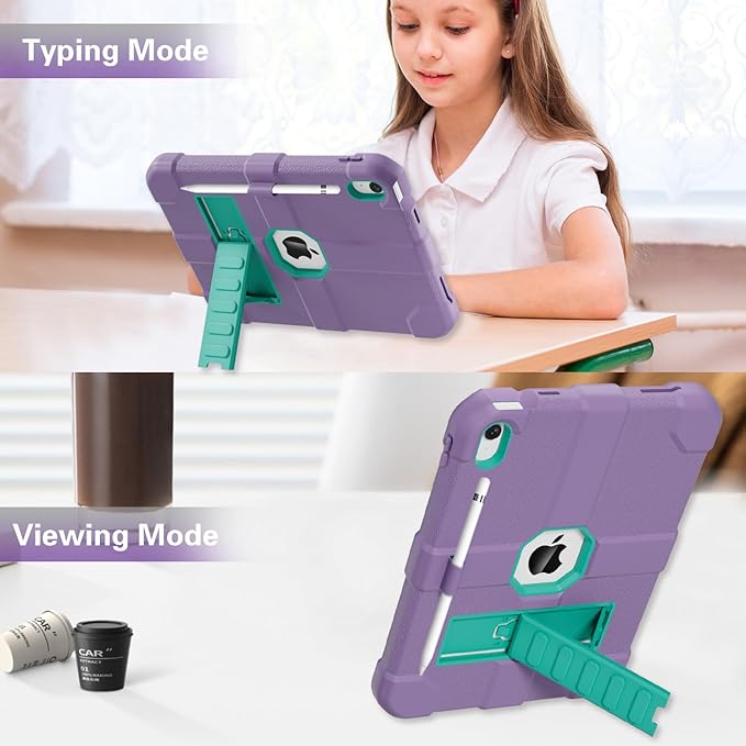 Case for iPad (A16) 11th Generation 11 Inch 2025 / iPad 10th Generation 10.9 Inch 2022 Rugged Heavy Duty Protective Cover [Built-in Pencil Holder ] for iPad 11/10 Gen (Purple)