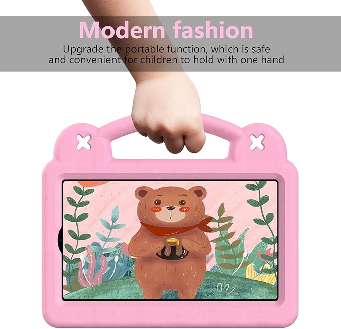 Kids Case for Onn 10.1 Inch Tablet Case 2024 Gen 4 Model:100135925 EVA Soft Kickstand Cute DIY Figures Handle Design Kids Friendly Lightweight Protective Case for Onn 10.1 2024Pink