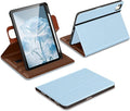 DTTO for iPad Air 11 inch Case M4 / M3 / M2 (2026/2025/2024) iPad Air 5th / 4th Gen (2022/2020) 360 Degree Rotating Premium Leather Folio Stand Cover with Pencil Holder Ice Blue