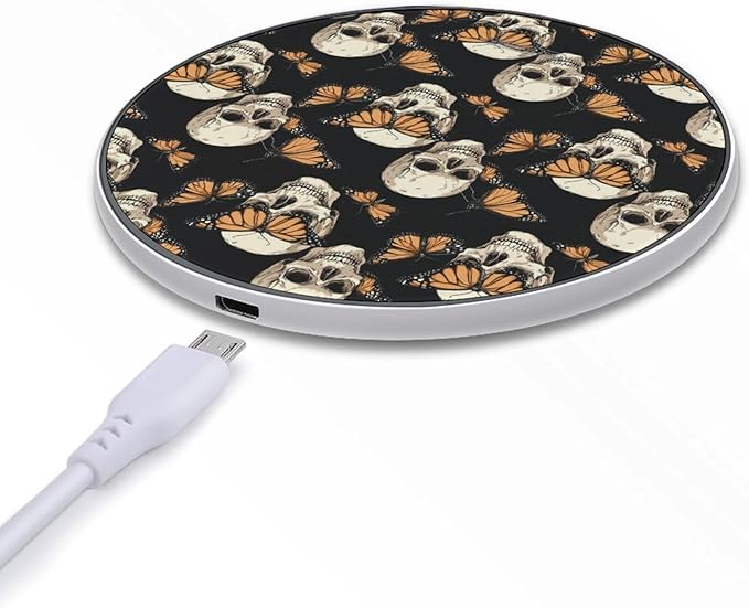 Skull Butterfly Wireless Charger Anti-Slip Wireless Charging Pad Slim Charger Mat for Men Women