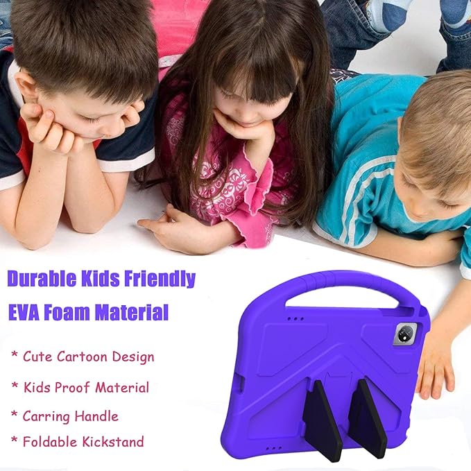 Kids Universal Case for Blackview Tab 8 WiFi 10.1 inch 2023 EVA Foam Stand Handle Cover for Blackview Tab 7 WiFi/OSCAL Pad 60/ DragonTouch Notepad 102/ Teclast P40HD 10.1 Tablets - Purple