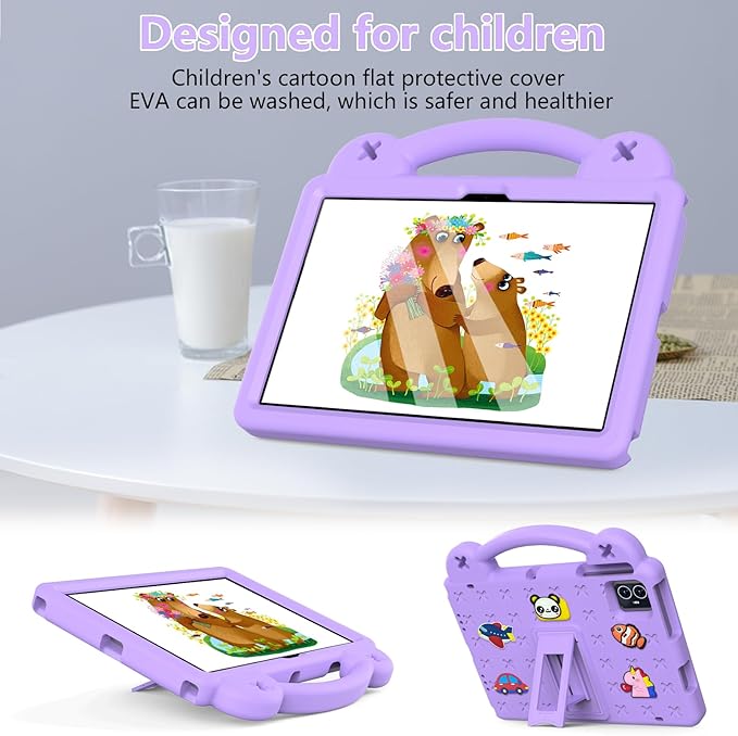 for Revvl Tab 2 Case (2025) EVA Shockproof Tablet Cover with Stand Handle Shoulder Strapfor Tmobile Revvl Tab 2 Tablet Case 10.1'' Purple
