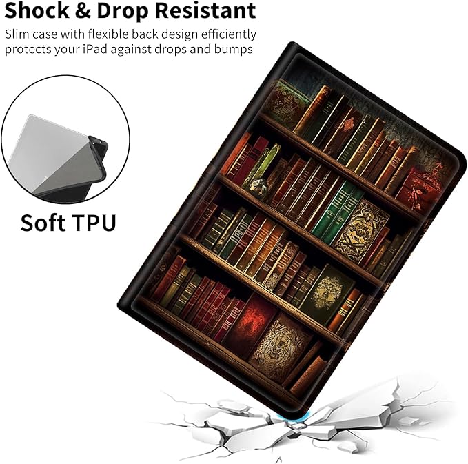 Case for All-New Amazon Fire HD 10 Tablet (13th Generation 2023 Release)Slim PU Leather Smart Cases Covers with Auto Wake/Sleep for Amazon Kindle Fire 10.1 inch TabletVintage Bookshelf