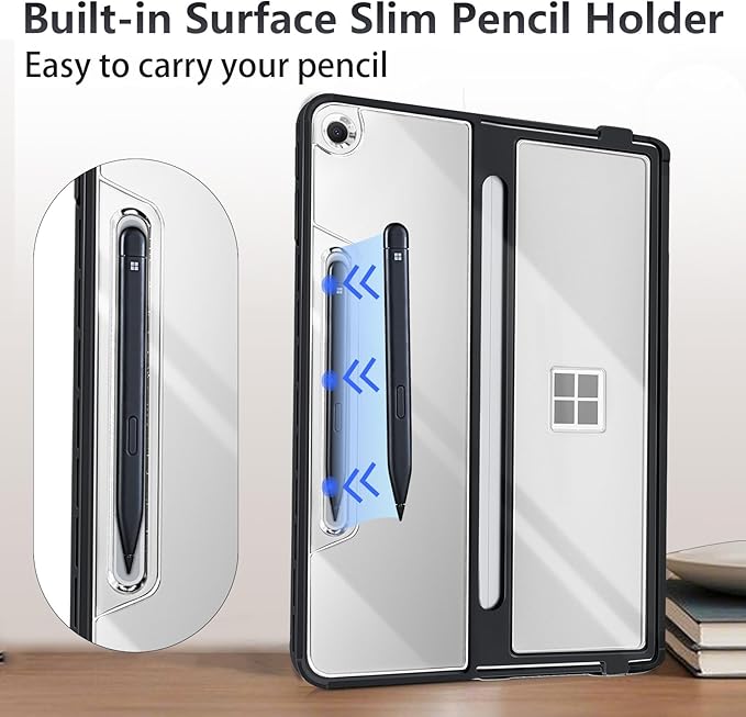 Protective Case for Microsoft Surface Pro 12 inch 2025 | Fall-Resistant Cover Compatible with Built-in Kickstand &amp Magnetic Slim Pen Storage &amp Type Cover Keyboard | Transparent