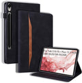 Flip Case for Samsung Galaxy Tab S10 FE+ Plus 2025 13.1 inch PU Leather Stand Soft Back Smart Auto Wake/Sleep CoverAdjustable Stand Shell w/Card Slots/Pen Holder/Front Pocket - Black