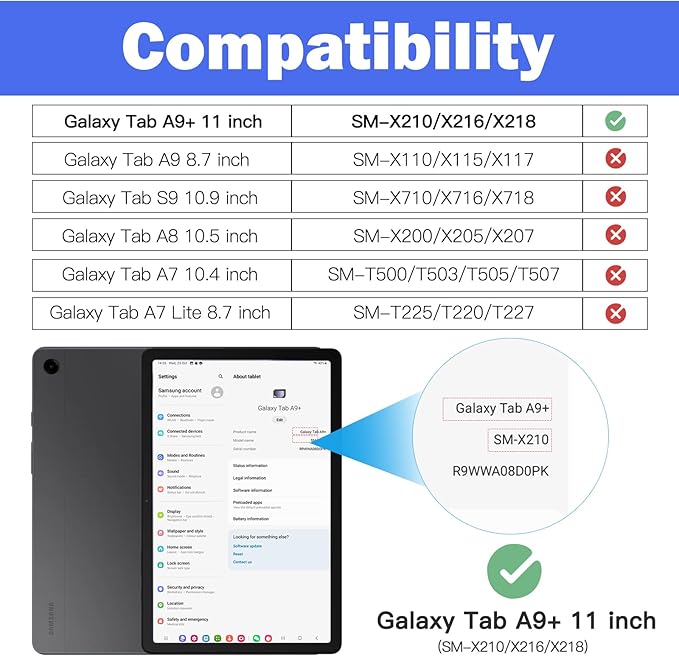 BRAECN for Samsung Galaxy Tab A9 Plus Case 11 Inch 2023 Shockproof Hard Duty Case with Screen Protector &amp360 Rotating Stand&ampHand Strap/Shoulder Strap for Galaxy A9 Plus Tablet-Black