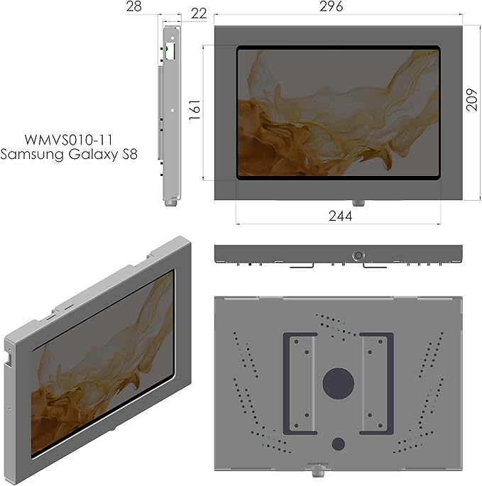 TABcare Locking Anti-Theft Metal Case for Samsung Galaxy TAB S7 S8 S9 S11 11 S9 FE 10.9 S10 Lite 10.9 Tablet for Kiosk POS Store Show Display Time Clock (White)