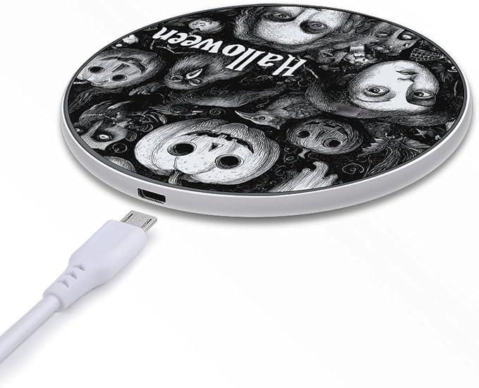 Halloween Pumpkins Ghosted Ravens Phone Charger Magnetic Charging Pad Anti-Slip with USB Cable