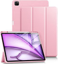 DTTO for iPad Air 13 Inch Case M4/M3/M2 2026/2025/2024 iPad Pro 12.9 Inch Case (6th/5th/4th/3rd Gen) Smart Slim Trifold Stand Soft Cover with Pencil Holder Pink