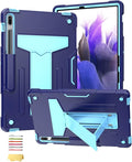for Samsung Galaxy Tab S7 FE 5G/S8 Plus/S7 Plus Case 12.4 inch (SM-X800/T730/T970) Heavy Duty Protective Rugged Stand Shockproof Cover for Galaxy Tab S7 FE 2021/S8+ 2022/S7+ 2020Black &amp Blue