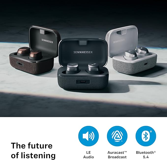Sennheiser Momentum True Wireless 4 Smart Earbuds with Bluetooth 5.4 Crystal-Clear Sound Comfortable Design 30-Hour Battery Life Adaptive ANC LE Audio and Auracast - Black Graphite