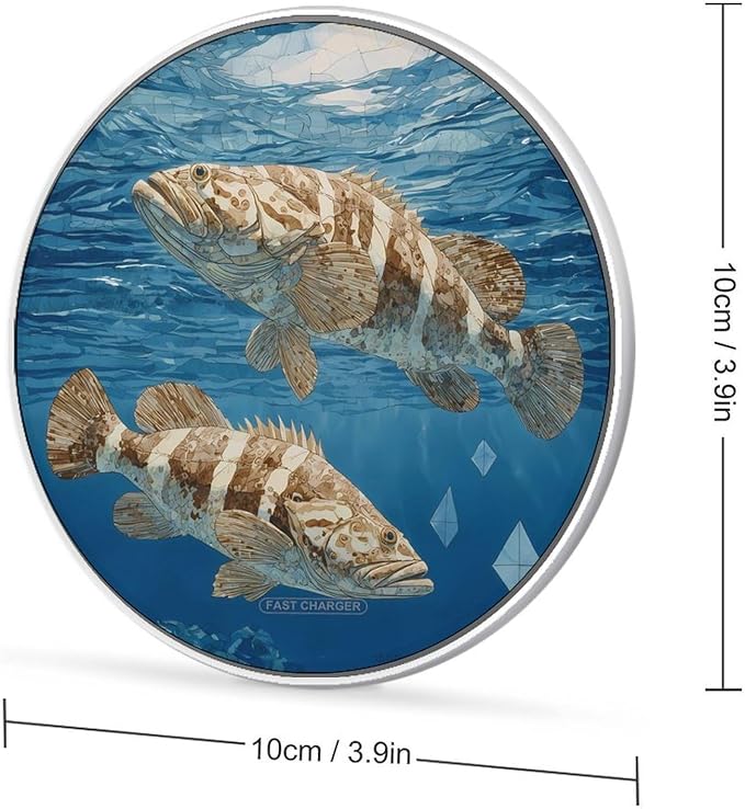 Ocean Grouper Fish Seabed Phone Charger Magnetic Charging Pad Anti-Slip with USB Cable