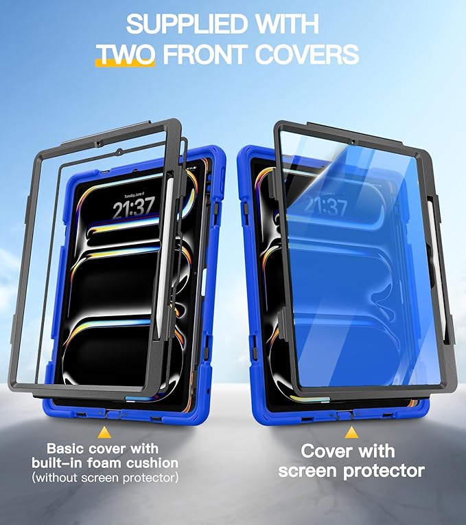 BRAECN for iPad Pro 13 inch Case M5 2025 &amp M4 2024 Heavy Duty Shockproof Protective with Pencil Holder Screen Protector 360°Rotating Stand Handle &amp Shoulder Strap Full Body Cover Kids Friendly