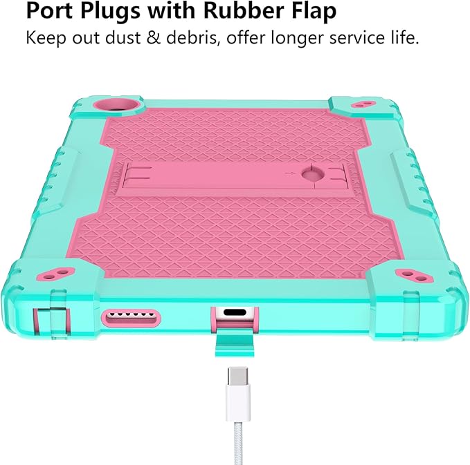 Hybrid Case for Onn 10.4 Tablet Pro 2023 Model: 100110603 with Tempered Glass &amp Shoulder Strap (Green+Pink/2 Pcs)