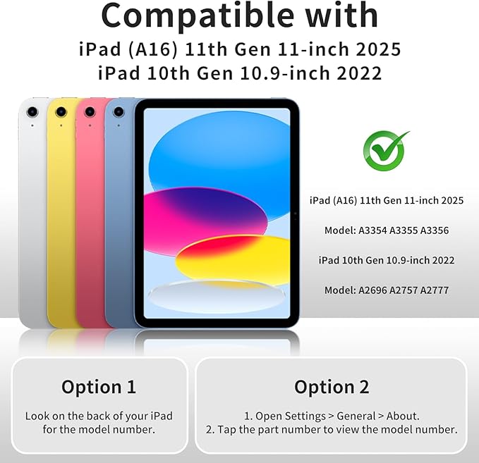 for iPad A16 Case iPad 11th/10th Generation Case (2025/2022) Removable Magnetic Cover Ultra Slim Shockproof Adjustable Portrait/Landscape Stand with Raised Screen View Auto Sleep/Wake Black
