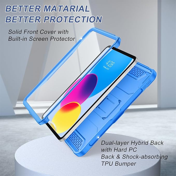 Soke Case for iPad (A16) 11th Generation 11-inch 2025 iPad 10th Generation 10.9-inch 2022 with Built-in Screen Protector and Kickstand Rugged Full Body Protective Cover - Blue