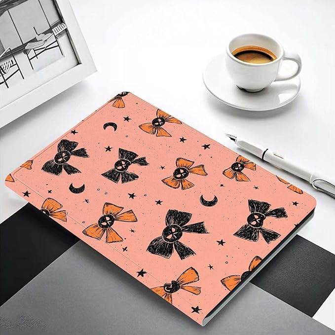 Case for iPad (A16) 11th Generation 11 Inch 2025/iPad 10th Generation 10.9 inch 2022Slim PU Leather Cover Adjustable Stand Auto Wake/SleepHalloween Bow