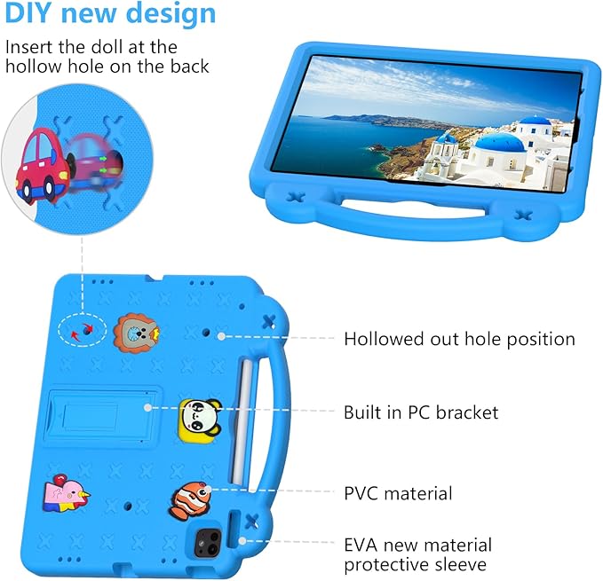 Kids Case for iPad Air 13-in. M2/M3/M4 (2024/2025/2026) for iPad Pro 13-in. M4/M5 (2024/2025)/Pro 12.9 inch (2022/2021/2020) Blue