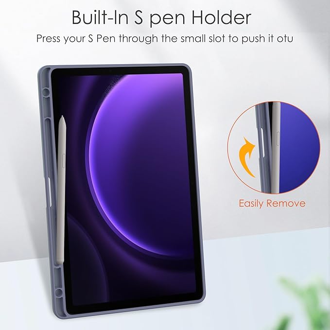 for Samsung Galaxy Tab S10 Lite/ S10 FE/ S9 FE 10.9 Inch Tri-Fold Smart Tablet Case with Pen Holder Shockproof Protective Cover W Transparent Back Shell Auto Wake/SleepMint Green