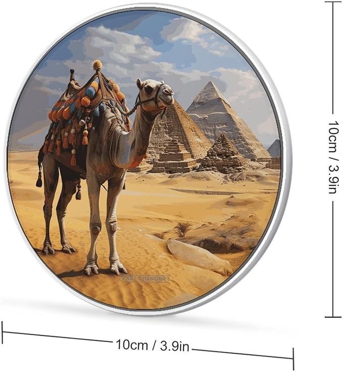 Pyramid Camel Wireless Charger Fast Wireless Charging Pad with USB Cable 10W Anti-Slip Magnetic Wireless Charger Portable Slim Charger Puck Travel Charging Station