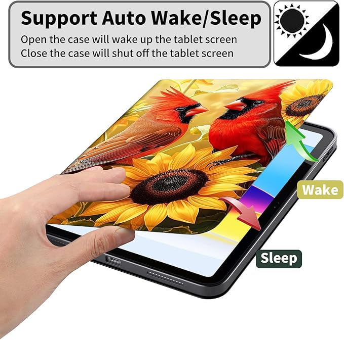 Case for Amazon Kindle Fire HD 10 and Fire HD 10 Plus 10.1 Tablet Case (13th/11th Generation 2023/2021 Release) Slim Fit PU Leather Cover with Auto Sleep/Wake - Cute Red Bird