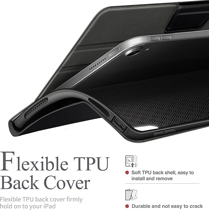 auaua Case for iPad (A16) 11th Generation 11 Inch 2025 iPad 10th Generation 10.9 Inch 2022 with Pencil Holder and Pocket Typing Angle Muti-Stand Magnetic Closure Auto Sleep/Wake (Black)