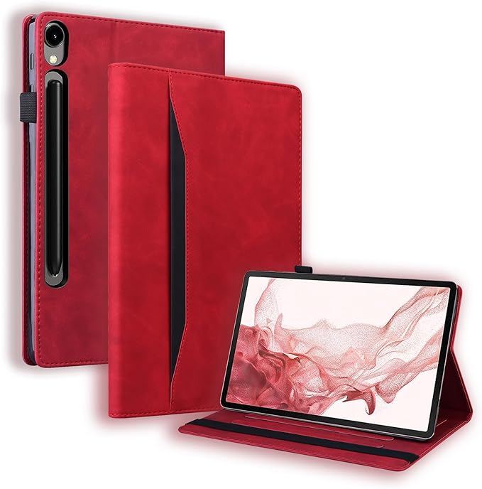 Case for Samsung Galaxy Tab S10 FE Plus 13.1 2025 SM-X620/X626/X626B Folio Stand Cover PU Leather Flip Shell with Card SlotShockproof Protective Case for Galaxy Tab S10 FE+ Tablet Red