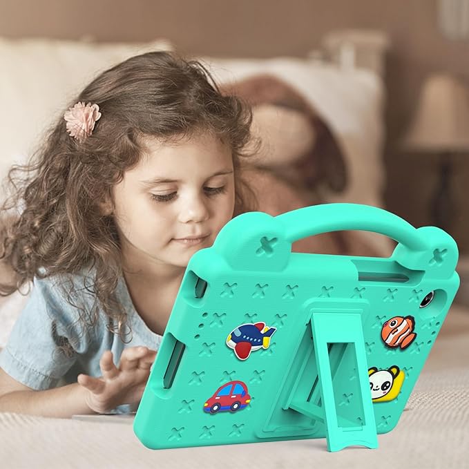 Compatible with Lenovo Tab One 2025 8.7 inch Tablet Case Kids Friendly Universal Lightweight Shockproof Protective Case with Shoulder Strap &amp Stand Handle Mint Green